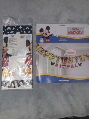 New Disney Junior Mickey Customizable Happy Birthday Banner & Tablecover Set